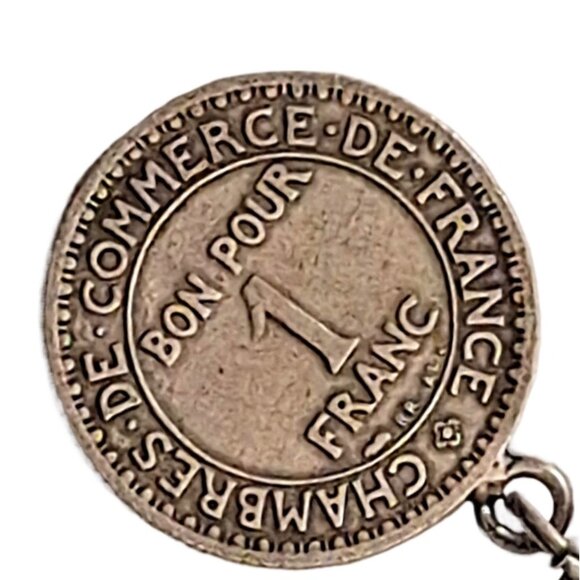 Vintage 7 Inch 5 French Coins Rope Chain Charm Silver Tone Bracelet - Picture 7 of 9